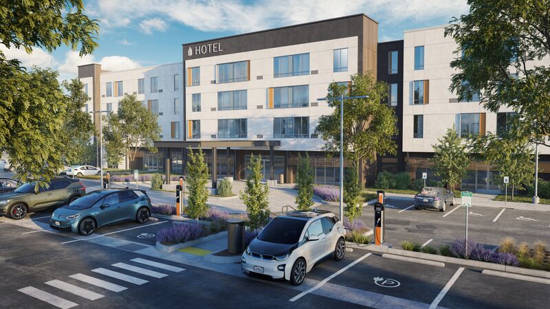 ChargePoint CP6000 stations in a hotel parking lot