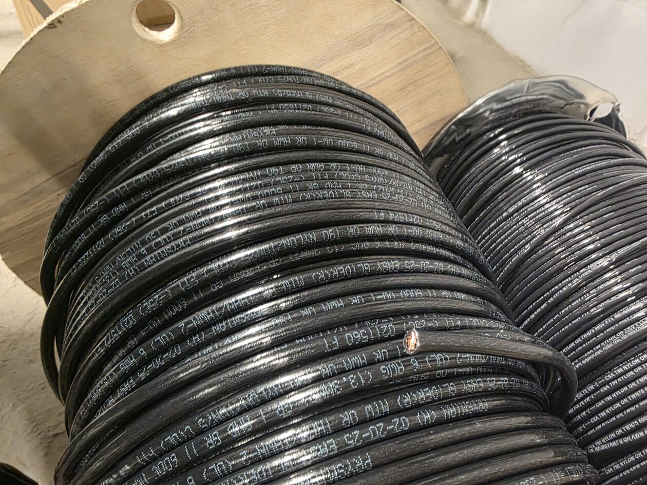 #6 AWG copper wire on a spool — used for EV charger circuit installations in Toronto and GTA